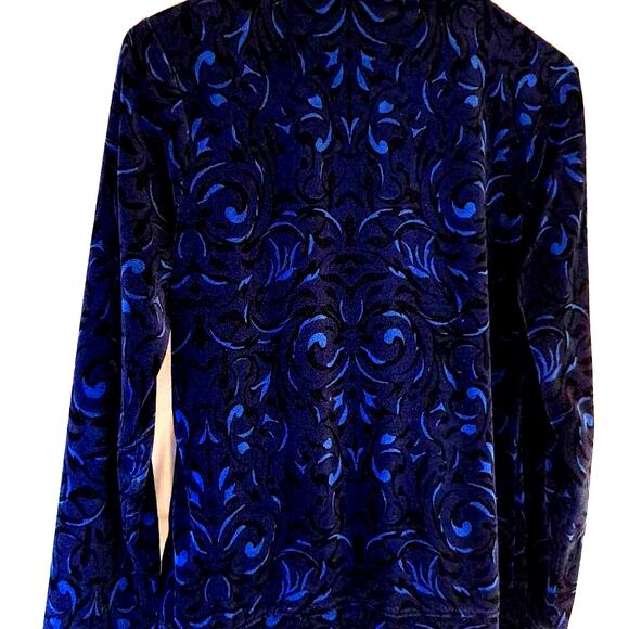 Basic Editions Women's Velour Jacket Blue Cotton Full Zip Pockets M New - Picture 4 of 7